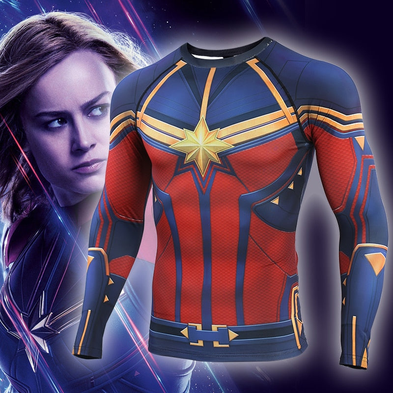 Captain Marvel Men's Compression End Game Long Sleeve Rashguard