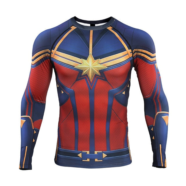 Captain Marvel Men's Compression End Game Long Sleeve Rashguard