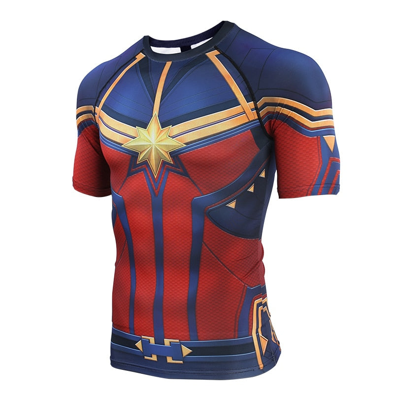 Captain Marvel Men's Compression End Game Short Sleeve Rashguard