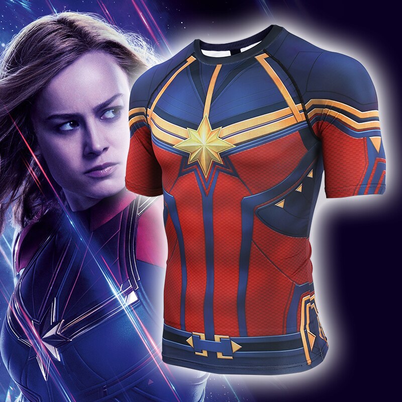 Women's Captain Marvel End Game Compression Short Sleeve Rashguard