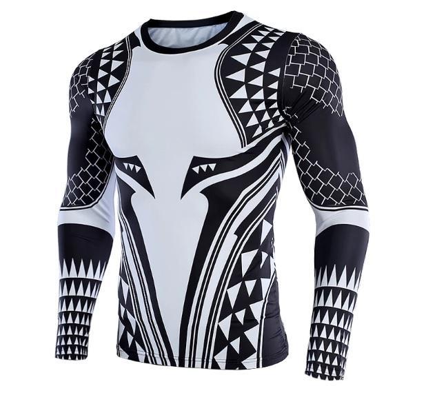 Dark Tattoo Aquaman Long Sleeve Compression Rash Guard