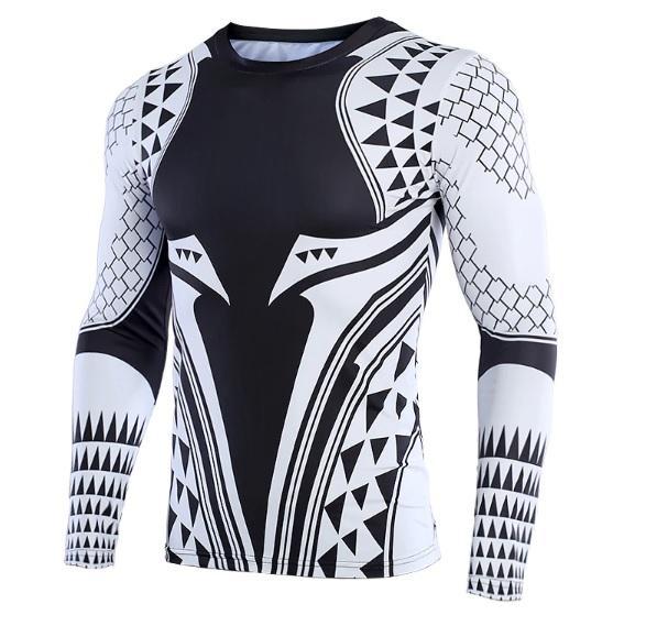 Long Sleeve Aquaman Light Tattoo Compression Rash Guard