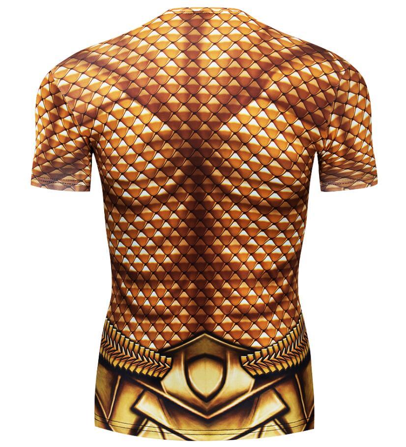 Aquaman Arthur Curry Tattoo Short Sleeve Rash Guard Compression
