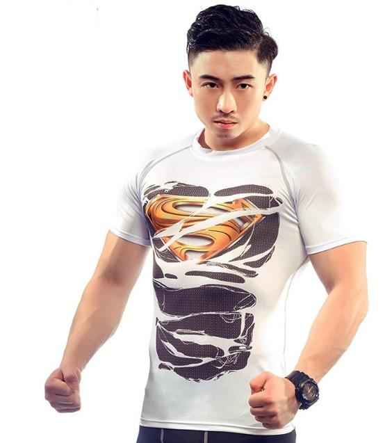 Superman "Gold S Hero Revealed" Compression Short Sleeve Rashguard-RashGuardStore