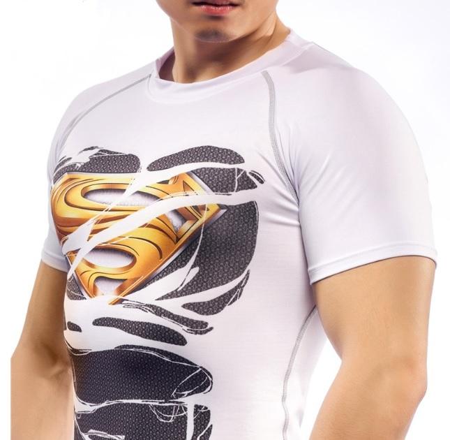 Superman "Gold S Hero Revealed" Compression Short Sleeve Rashguard-RashGuardStore