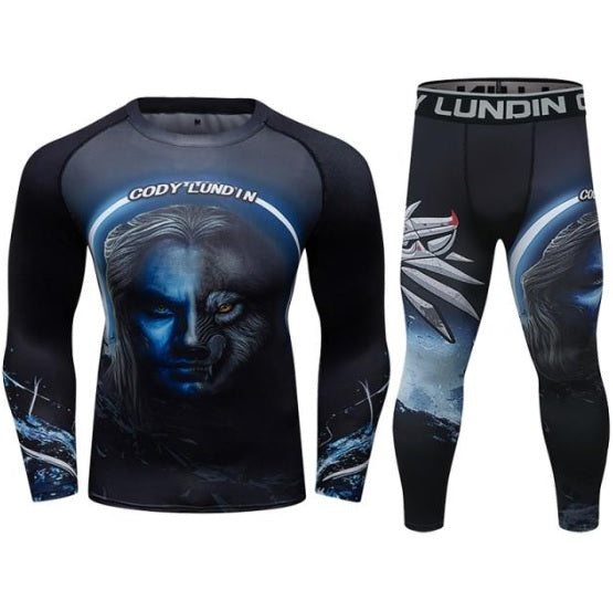 Elite Compression Set Men's Warrior Series Wolf Of Wolf And Man